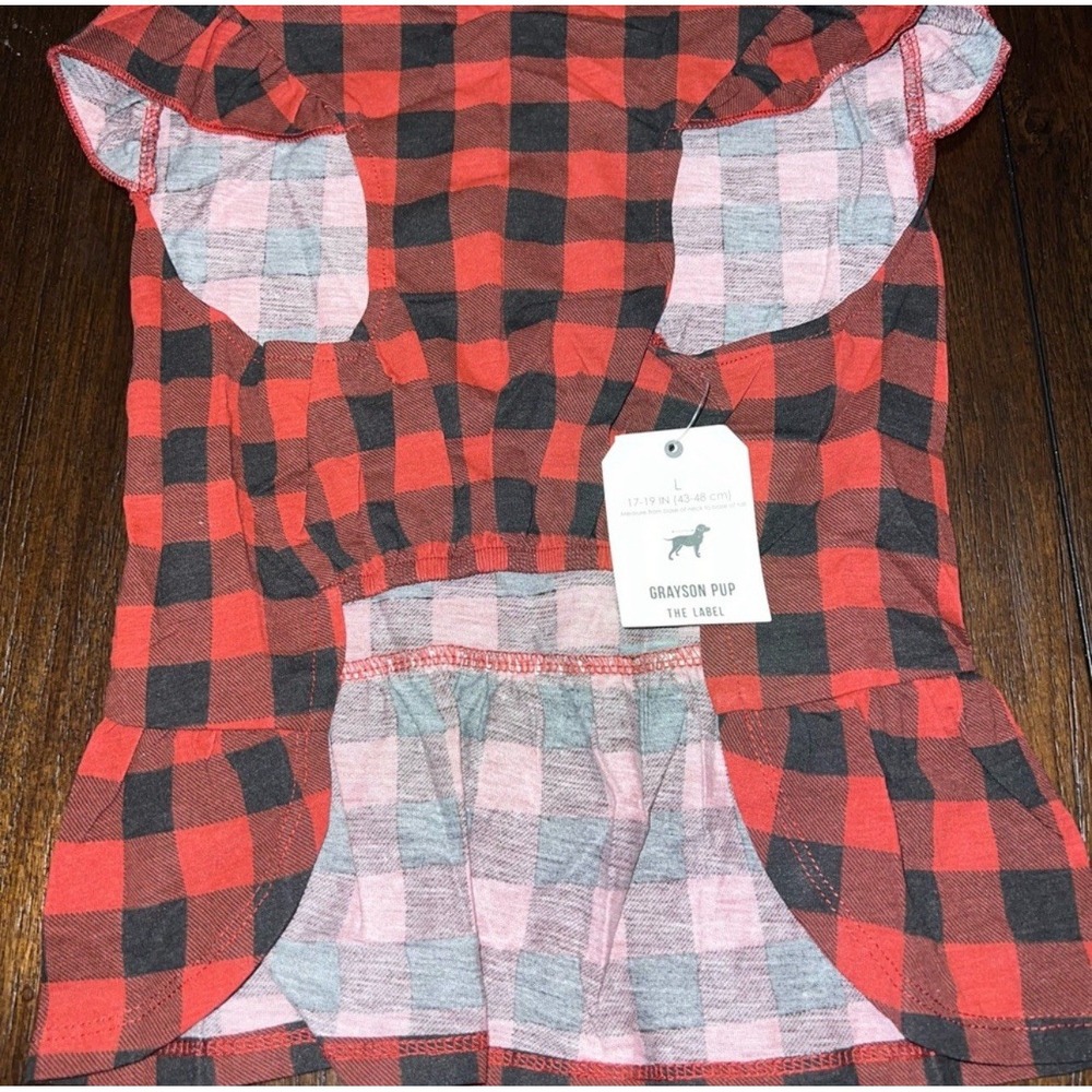 Grayson Pup Buffalo Check Red Plaid Dog Dress Large 19-22" Pet Outfit NIP NWT